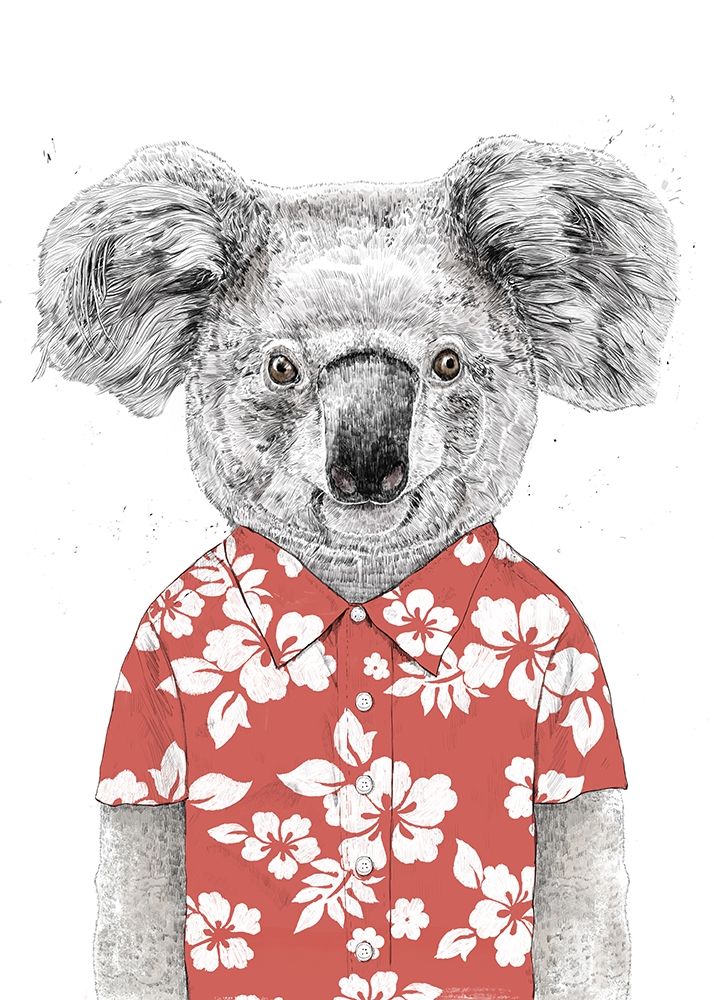 Summer Koala (Red) art print by Balazs Solti for $57.95 CAD