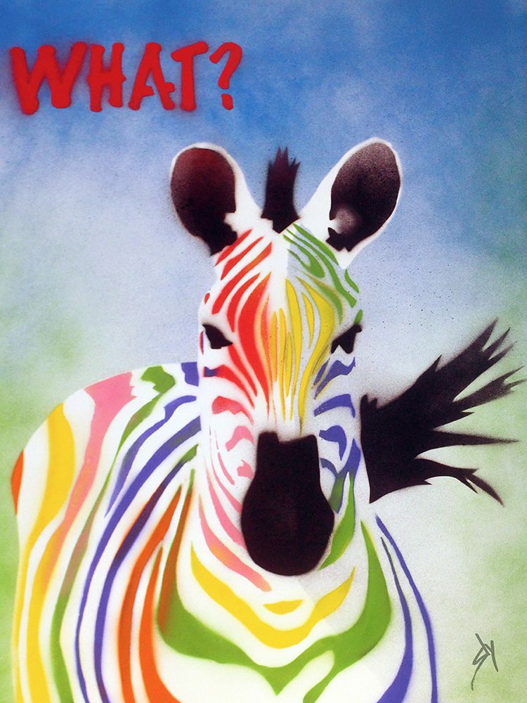 What? Zebra art print by Juan Sly for $57.95 CAD