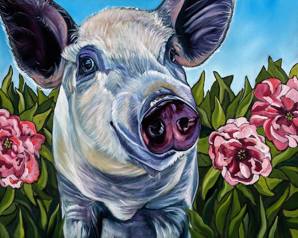 Pigs and Peonies art print by Kathryn Wronski for $57.95 CAD