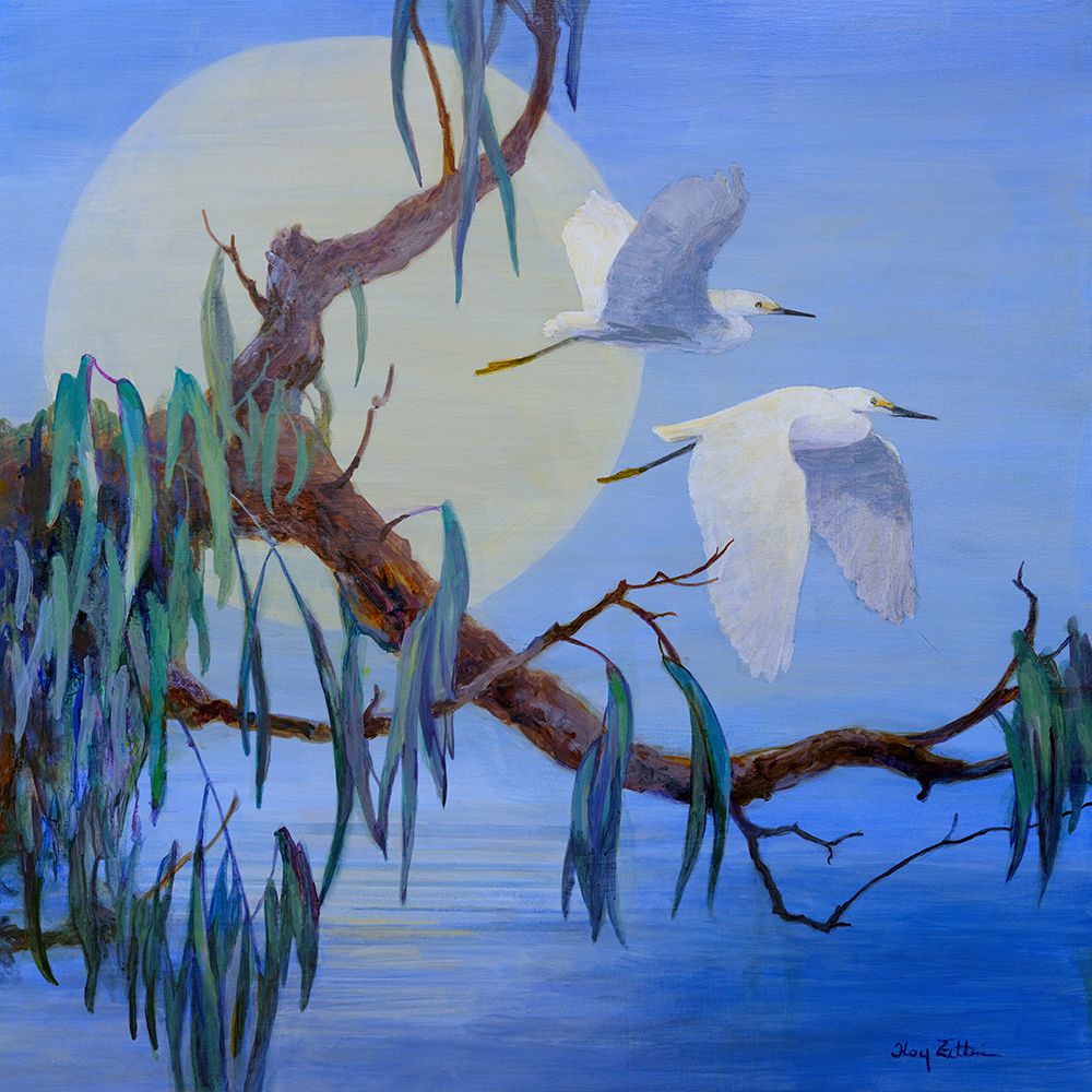 Egret Pair in Flight art print by Floy Zittin for $57.95 CAD