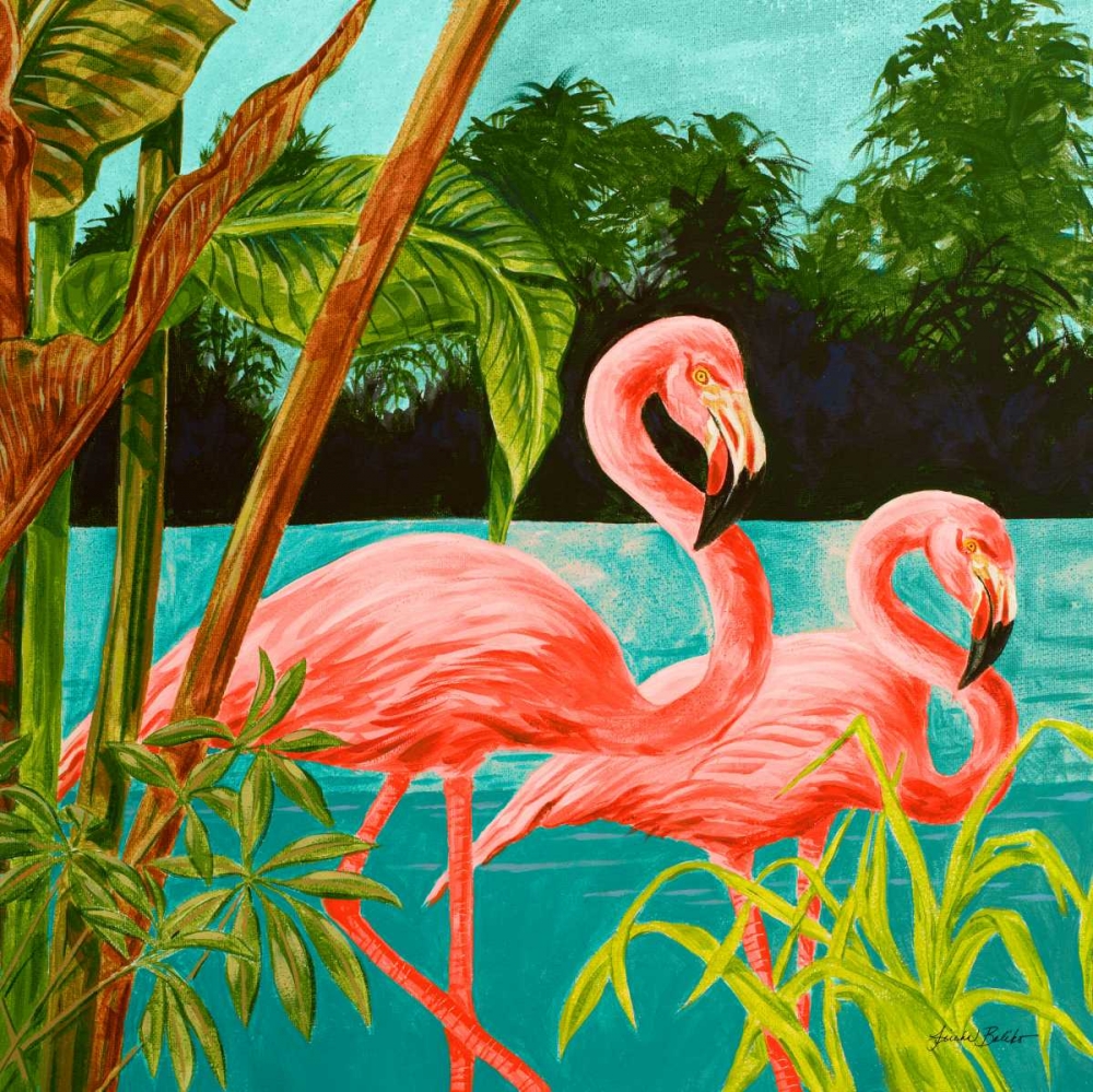 Hot Tropical Flamingo II art print by Linda Baliko for $57.95 CAD