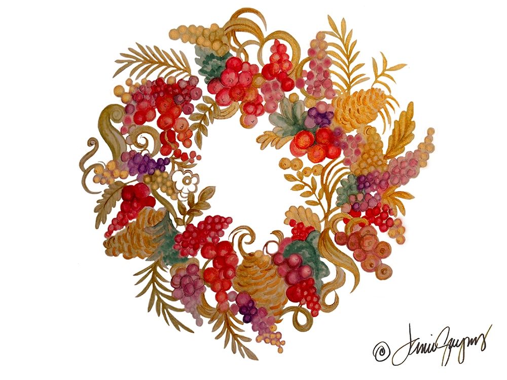 Christmas Wreath with Berries art print by Janice Gaynor for $57.95 CAD