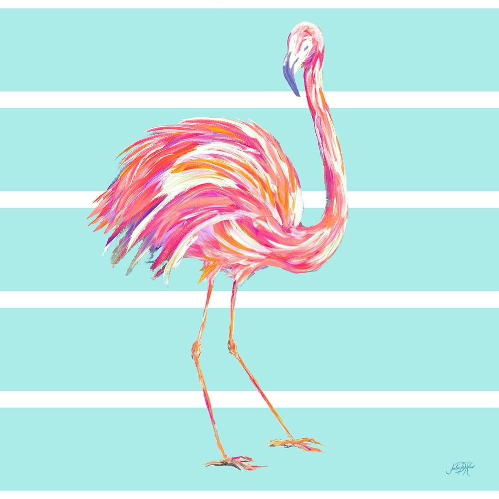 Flamingo with Stripes art print by Julie DeRice for $57.95 CAD