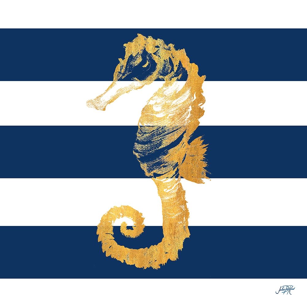 Gold Seahorse on Stripes II art print by Julie DeRice for $57.95 CAD