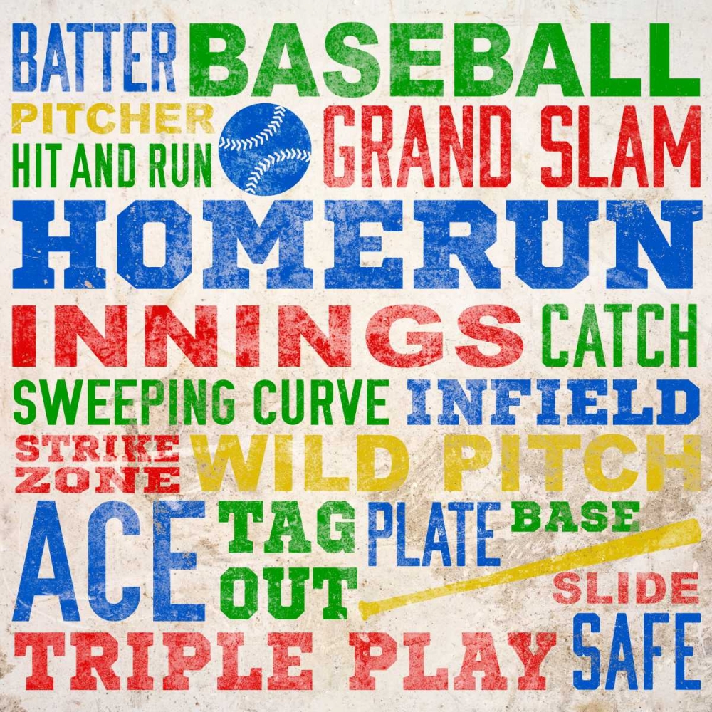 Colorful Baseball Typography art print by SD Graphics Studio for $57.95 CAD