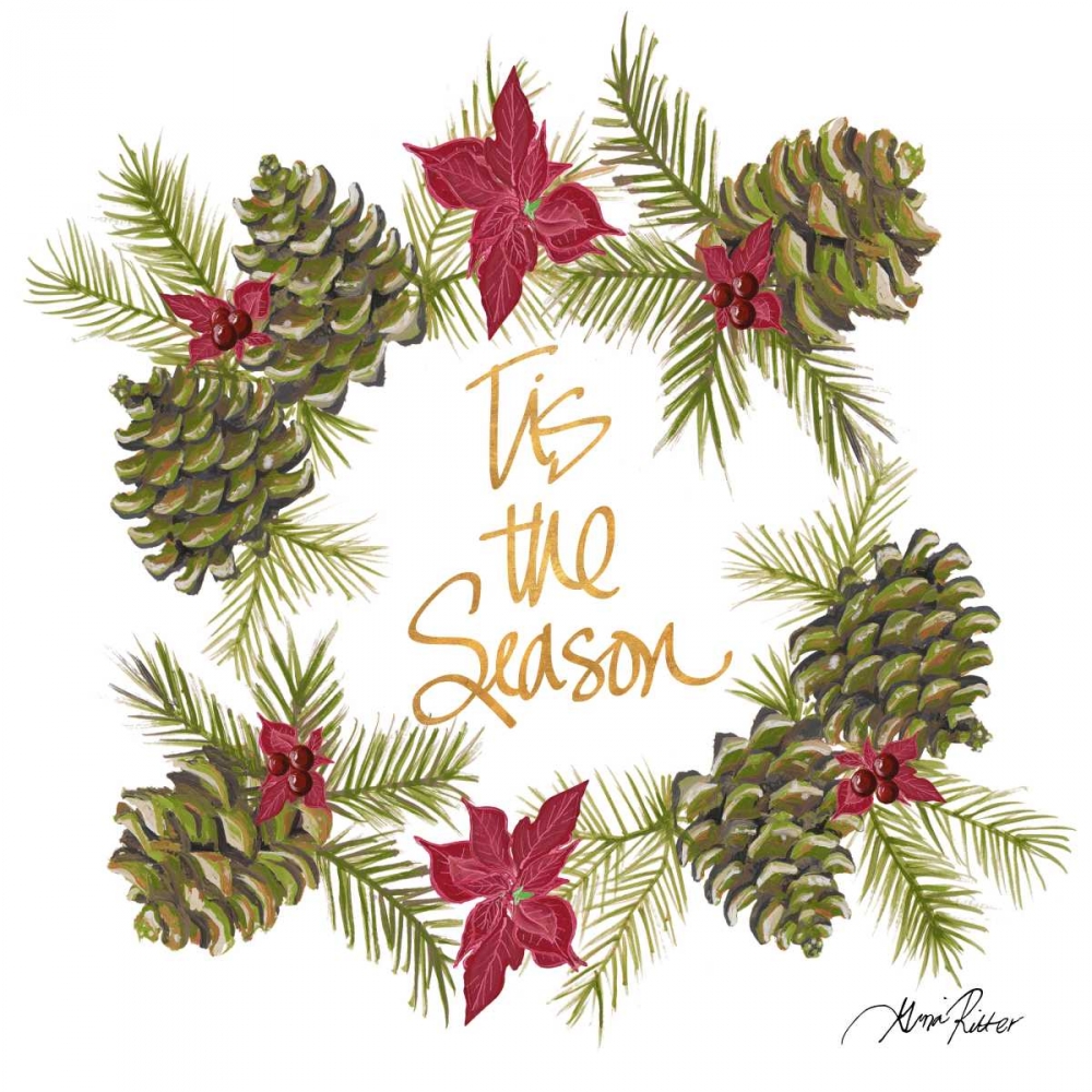 Pine Cone Christmas Wreath I art print by Gina Ritter for $57.95 CAD