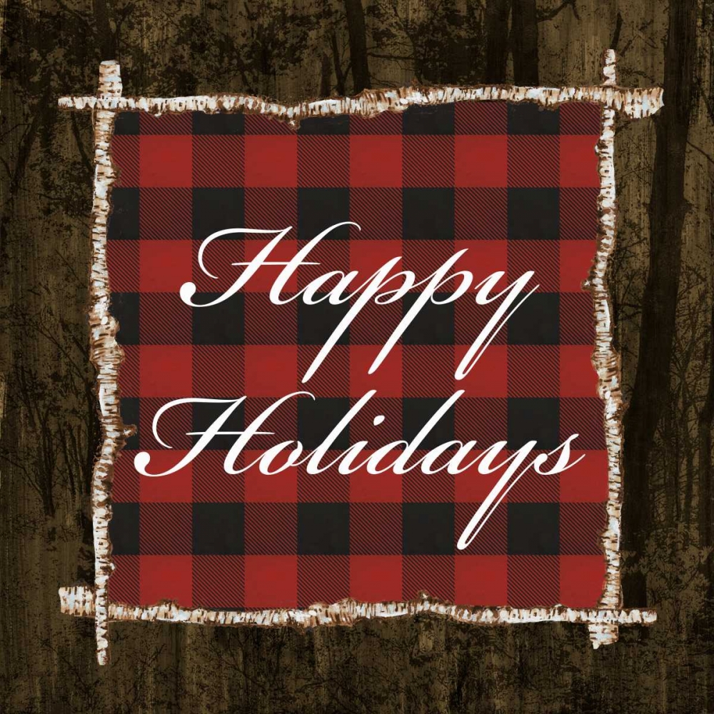 Happy Holidays On Plaid art print by Gina Ritter for $57.95 CAD