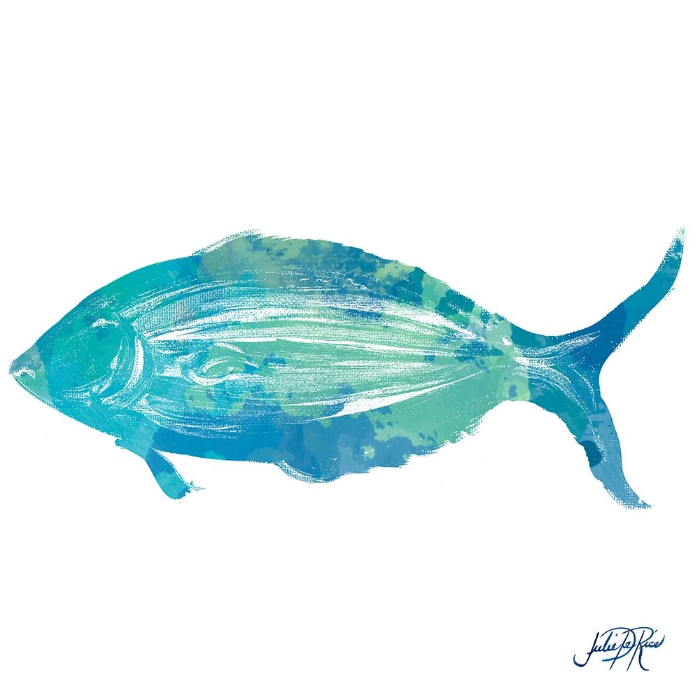 Watercolor Fish in Teal I art print by Julie DeRice for $57.95 CAD