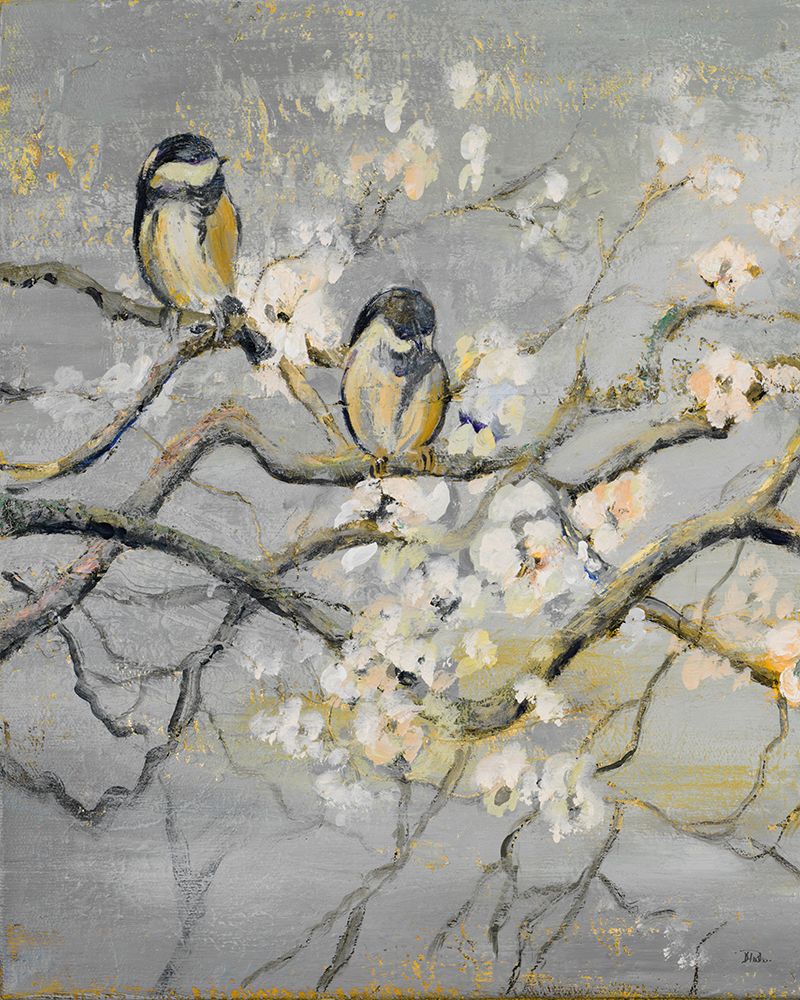 Gold and Gray Branch with Birds I art print by Patricia Pinto for $57.95 CAD