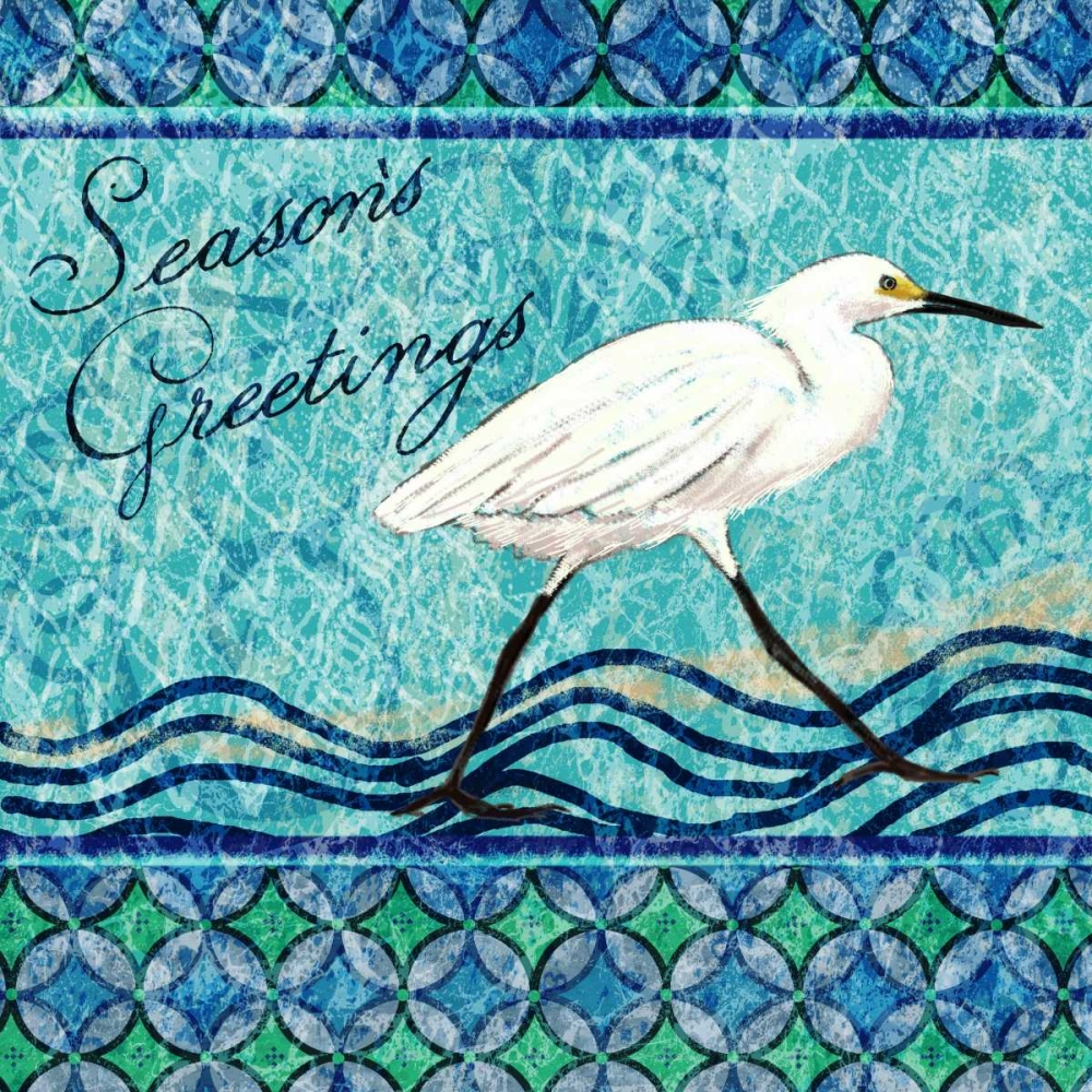 Snowy Egret Seasons Greeting I art print by Nicholas Biscardi for $57.95 CAD