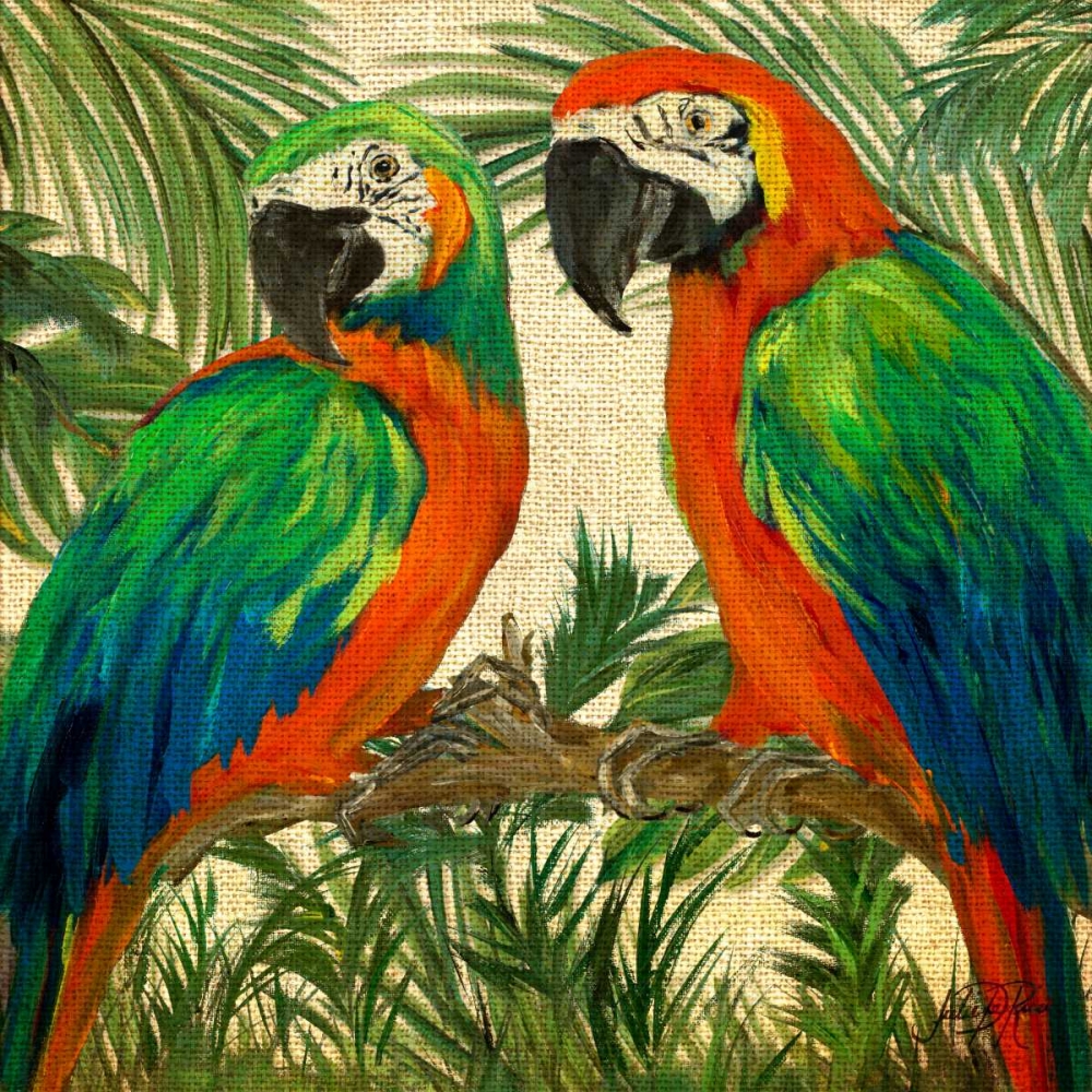 Island Birds Square on Burlap I art print by Julie DeRice for $57.95 CAD