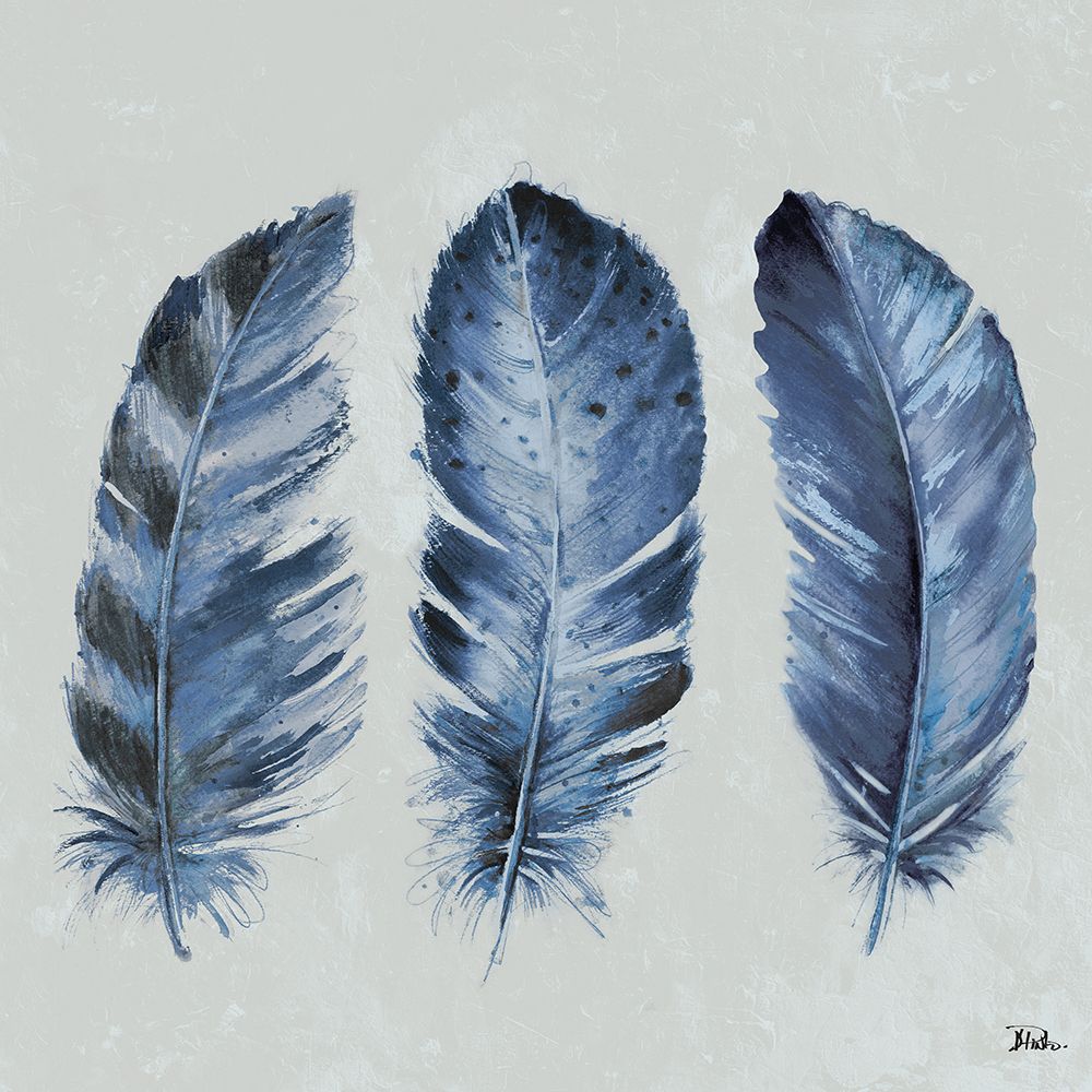 Indigo Feathers II art print by Patricia Pinto for $57.95 CAD