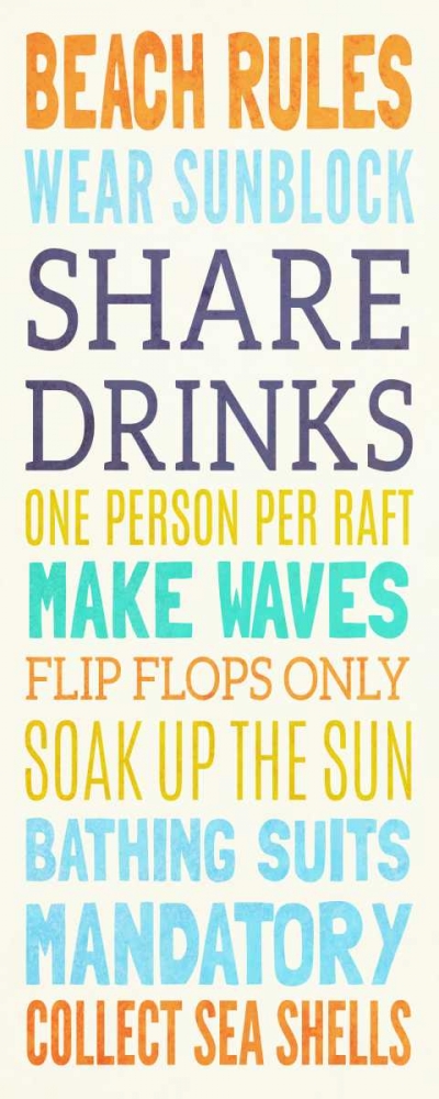 Beach Rules I art print by SD Graphics Studio for $57.95 CAD