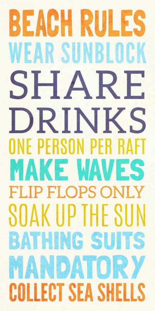 Beach Rules I art print by SD Graphics Studio for $57.95 CAD