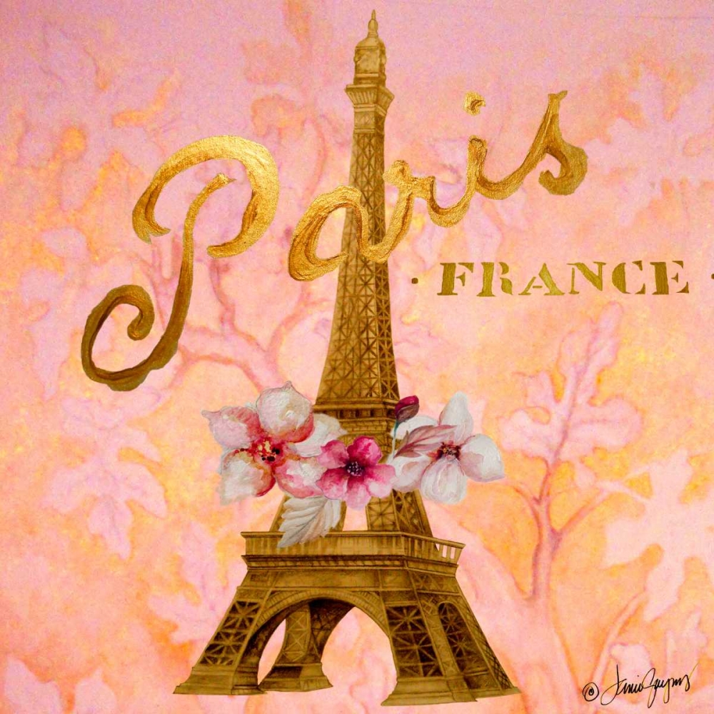 Gold Paris Eiffel art print by Janice Gaynor for $57.95 CAD