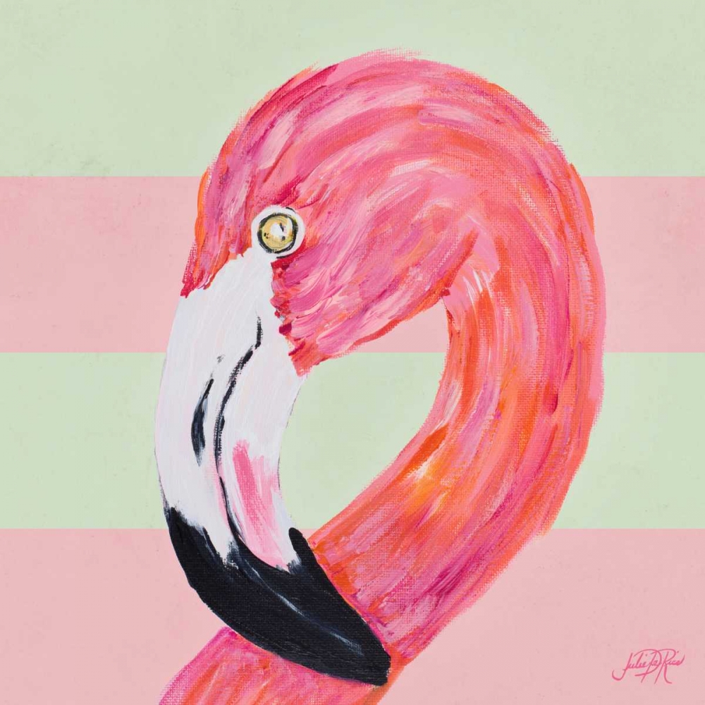Flamingo on Stripes II art print by Julie DeRice for $57.95 CAD
