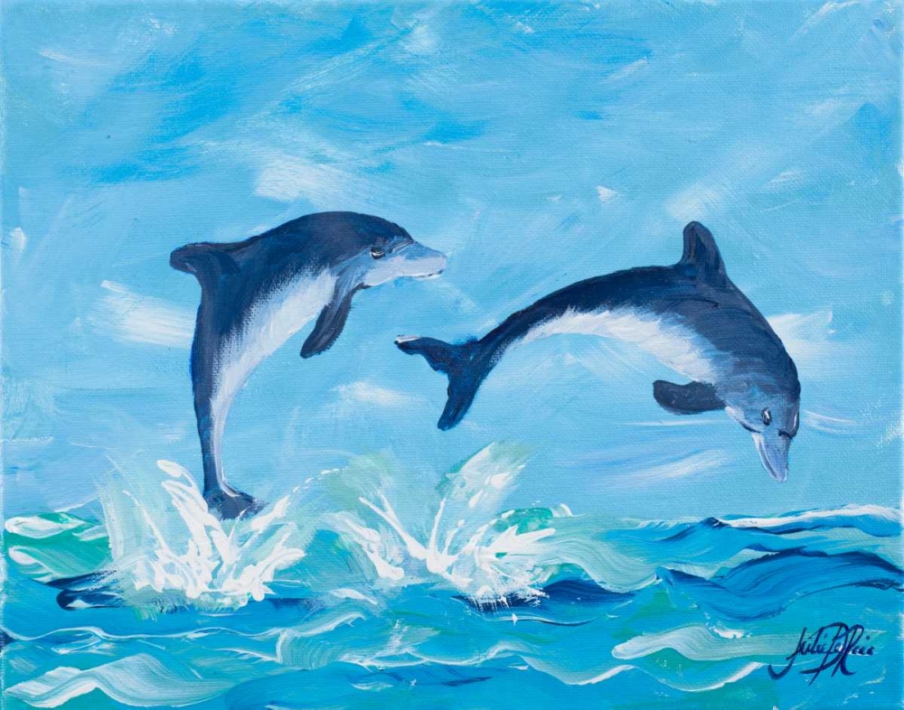 Soaring Dolphins II art print by Julie DeRice for $57.95 CAD