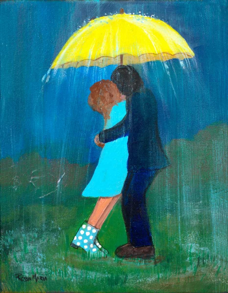Kissing Under the Yellow Umbrella art print by Robin Maria for $57.95 CAD