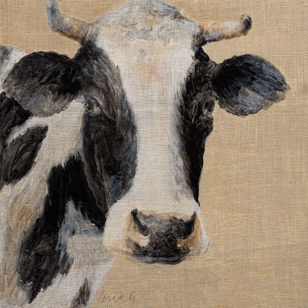 Cow On Burlap Background art print by Lanie Loreth for $57.95 CAD