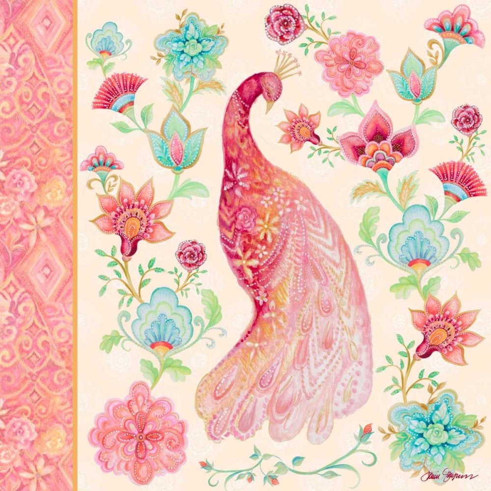 Pink Medallion Peacock I art print by Janice Gaynor for $57.95 CAD