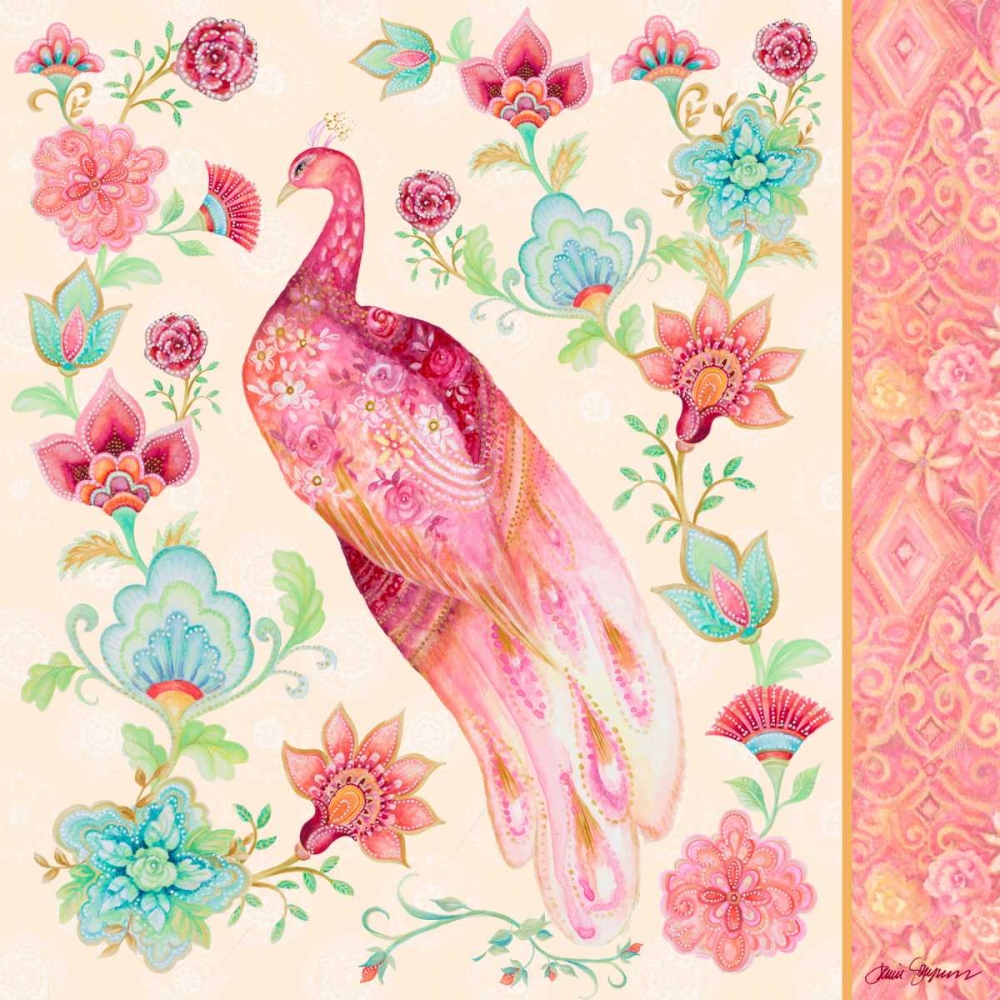 Pink Medallion Peacock II art print by Janice Gaynor for $57.95 CAD