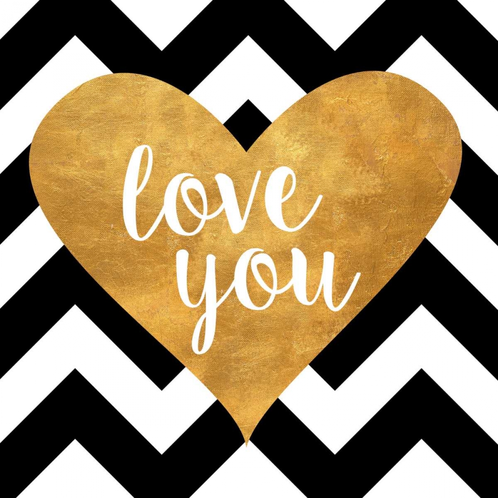 Gold Chevron Hearts Square I art print by SD Graphics Studio for $57.95 CAD