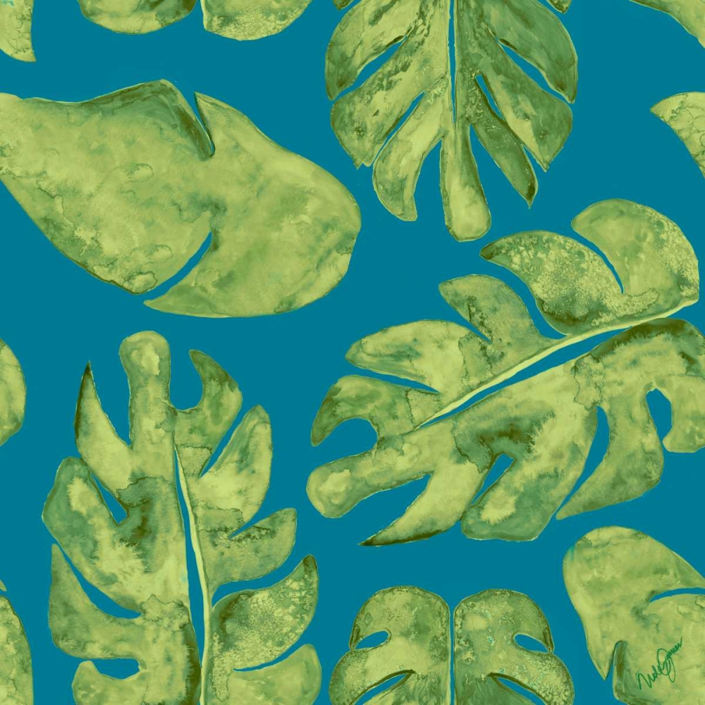 Leaves On Teal art print by Kat Papa for $63.95 CAD