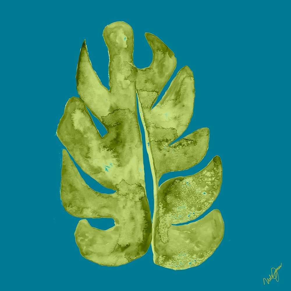 Leaf On Teal II art print by Kat Papa for $57.95 CAD