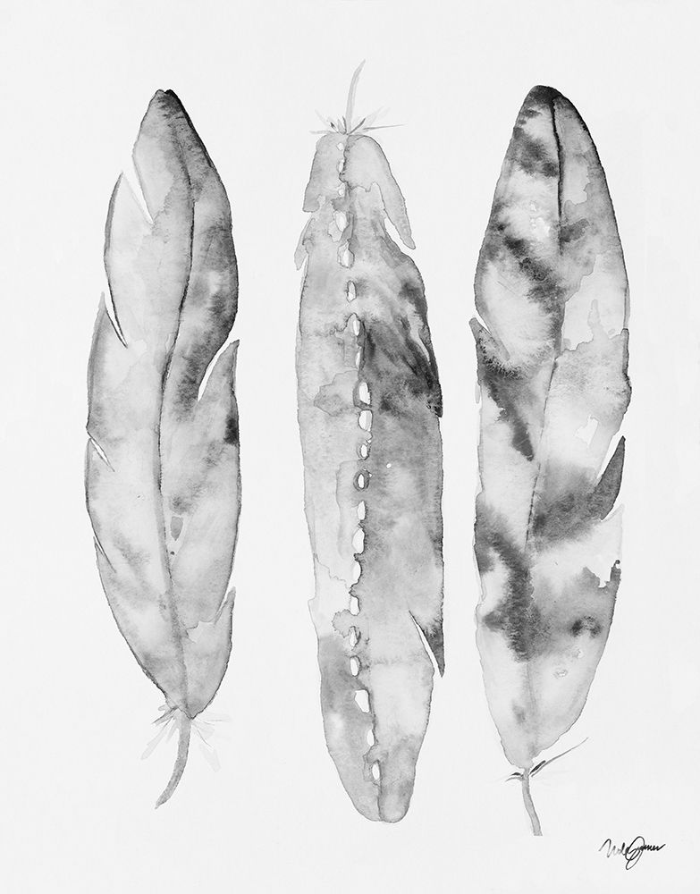 Three Feathers Black and White art print by Nola James for $57.95 CAD