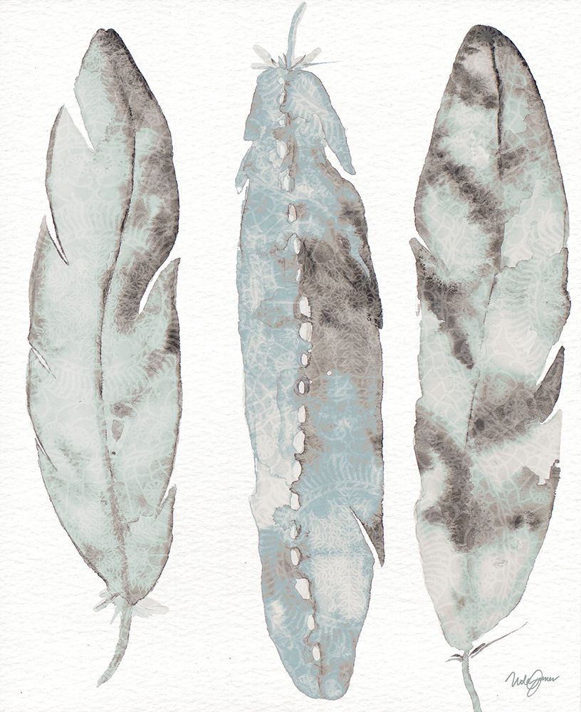 Three Blue Feathers art print by Nola James for $57.95 CAD