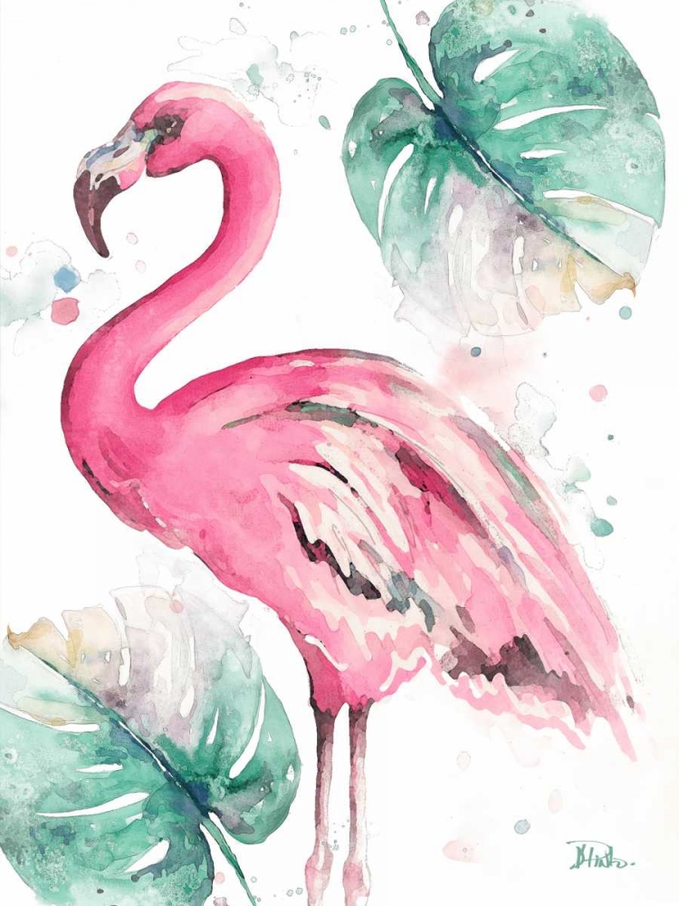 Watercolor Leaf Flamingo I art print by Patricia Pinto for $57.95 CAD