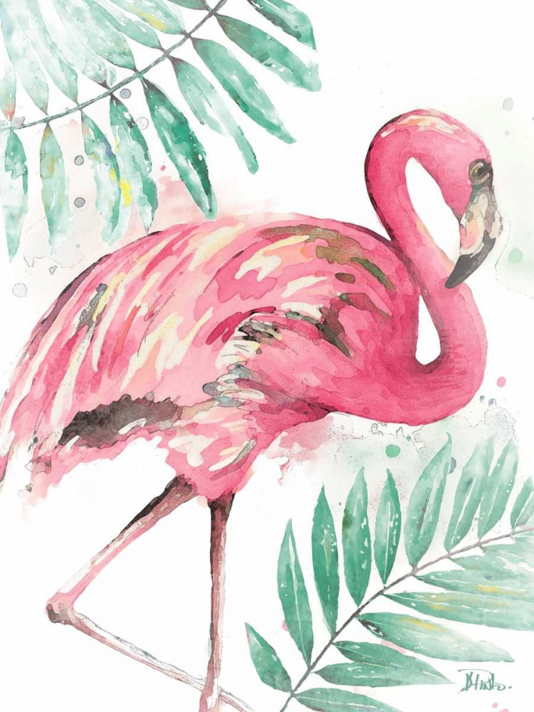 Watercolor Leaf Flamingo II art print by Patricia Pinto for $57.95 CAD