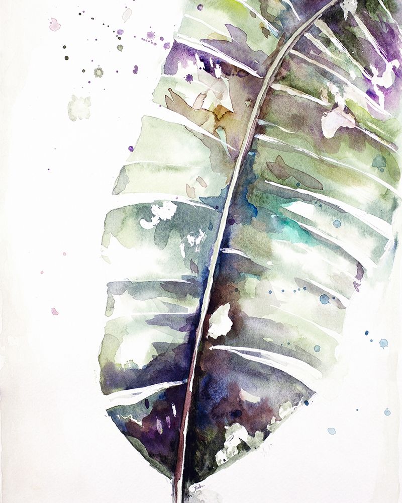 Watercolor Plantain Leaves with Purple II art print by Patricia Pinto for $57.95 CAD