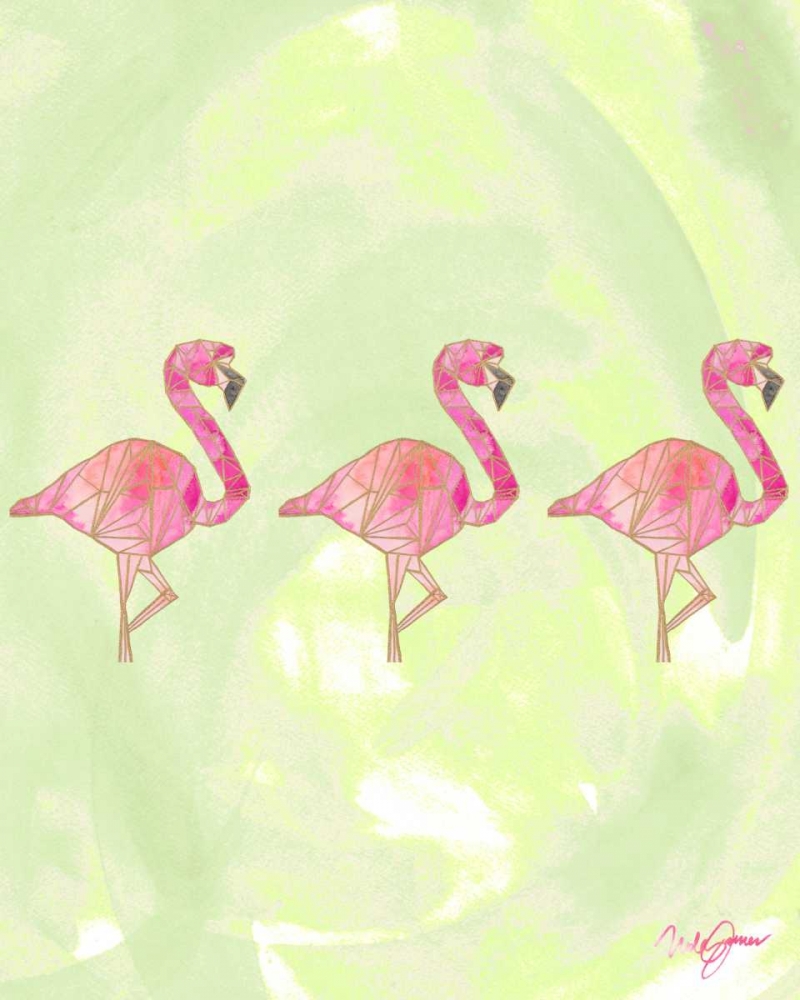 Origami Flamingo Flock art print by Nola James for $57.95 CAD