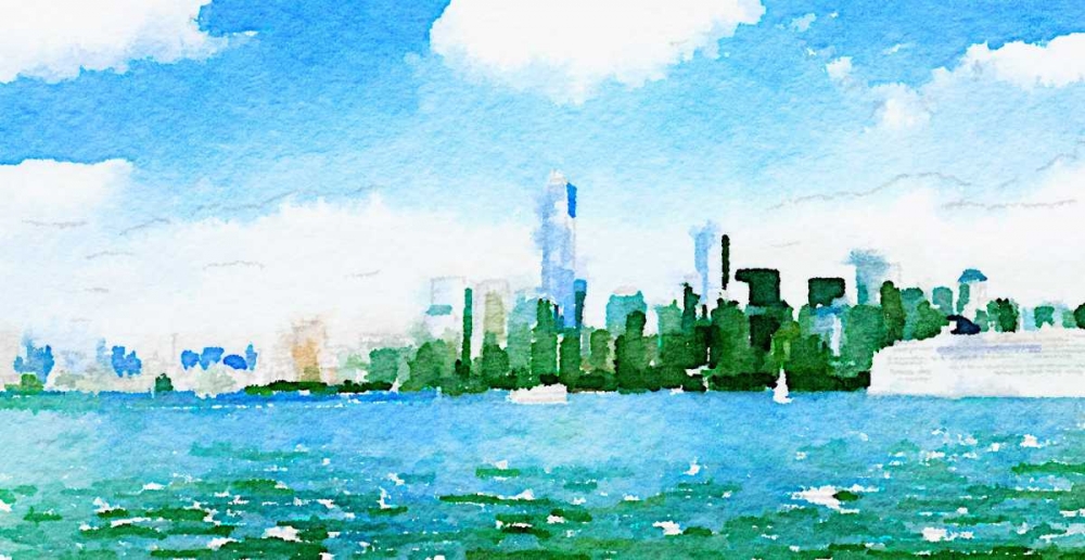 Watercolor NYC Skyline I art print by Nola James for $57.95 CAD