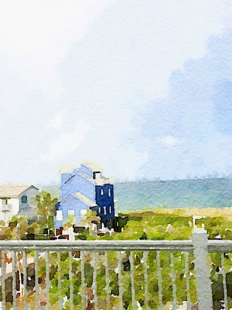 Watercolor Coastal Cottage art print by Nola James for $57.95 CAD
