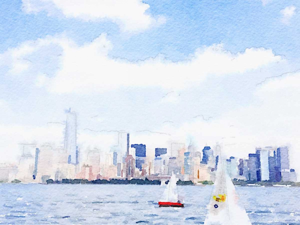 Watercolor NYC Skyline II art print by Nola James for $57.95 CAD