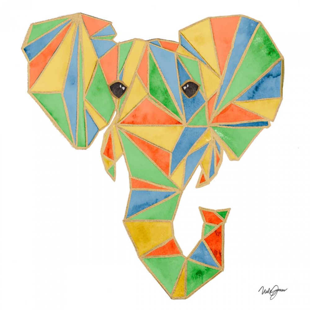 Vibrant Retro Elephant art print by Nola James for $57.95 CAD