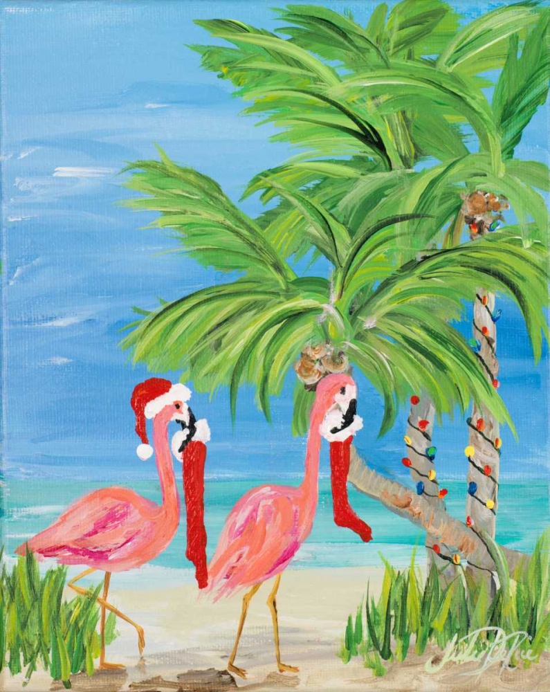Flamingo Christmas I art print by Julie DeRice for $57.95 CAD