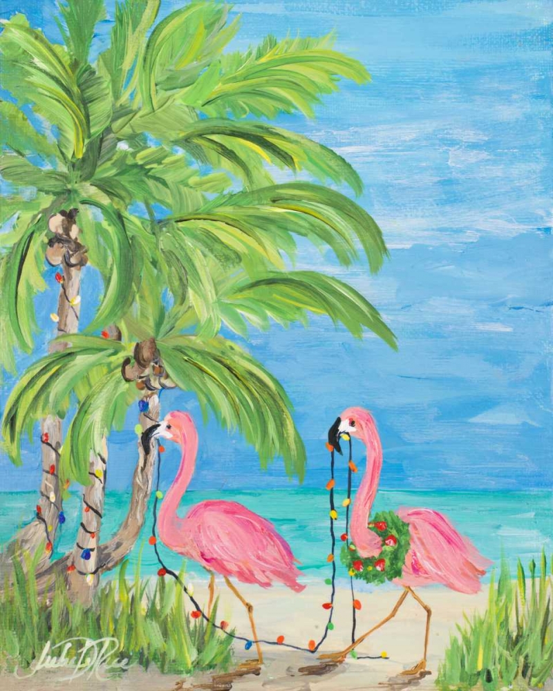 Flamingo Christmas II art print by Julie DeRice for $57.95 CAD