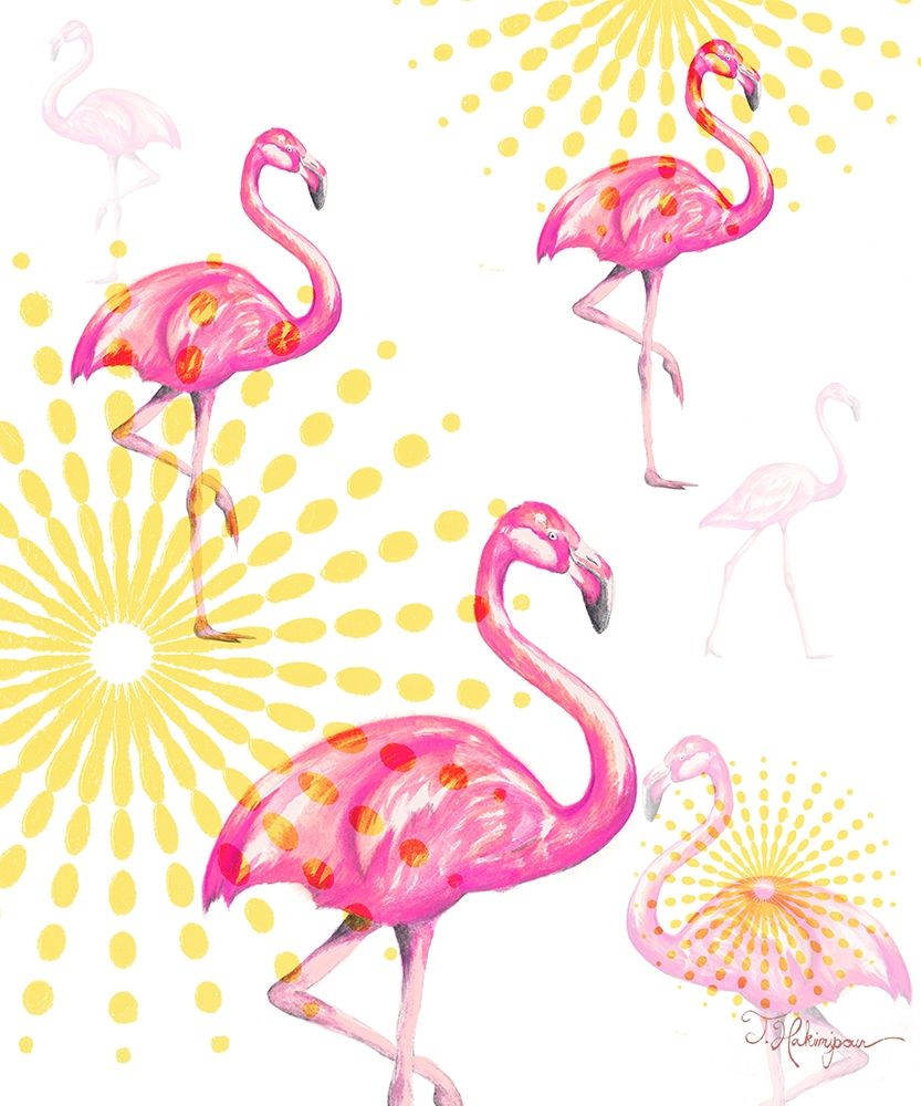 Fashion Flamingos Burst I art print by Tiffany Hakimipour for $57.95 CAD