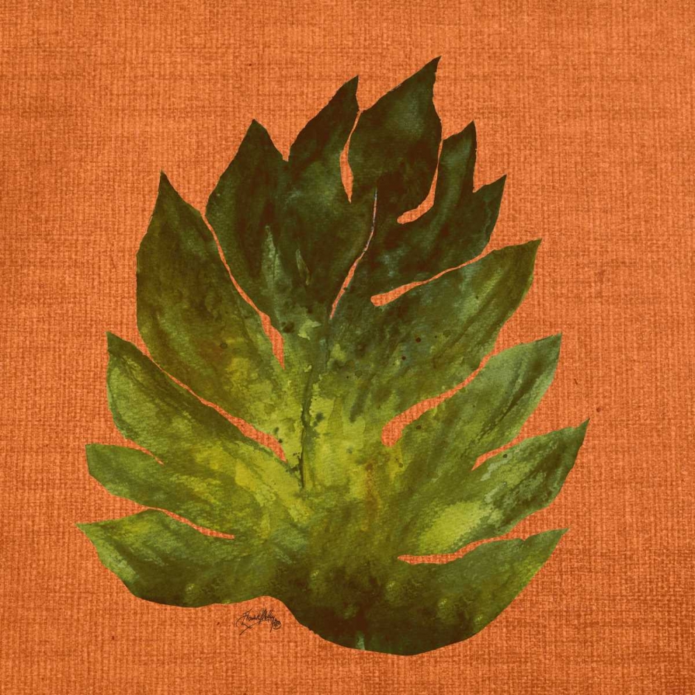 Leaf on Teal Burlap art print by Elizabeth Medley for $57.95 CAD