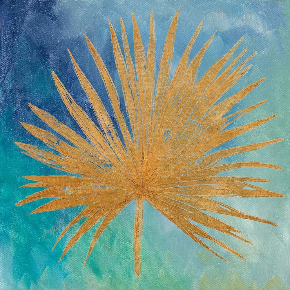 Teal Gold Leaf Palm I art print by Patricia Pinto for $57.95 CAD