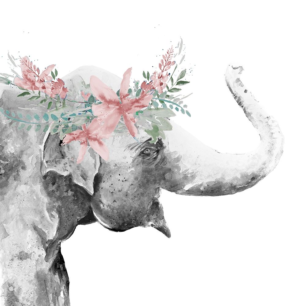 Water Elephant with Flower Crown Square art print by Patricia Pinto for $57.95 CAD