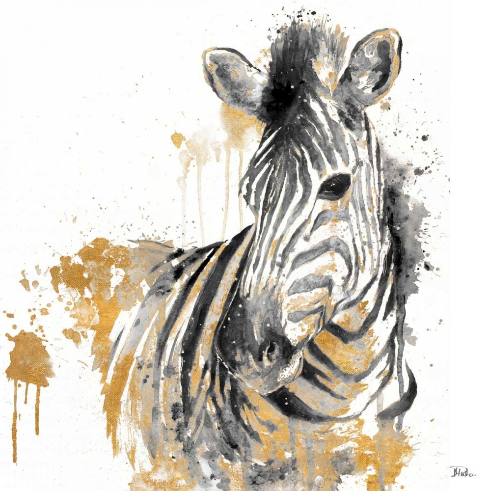 Water Zebra With Gold art print by Patricia Pinto for $57.95 CAD