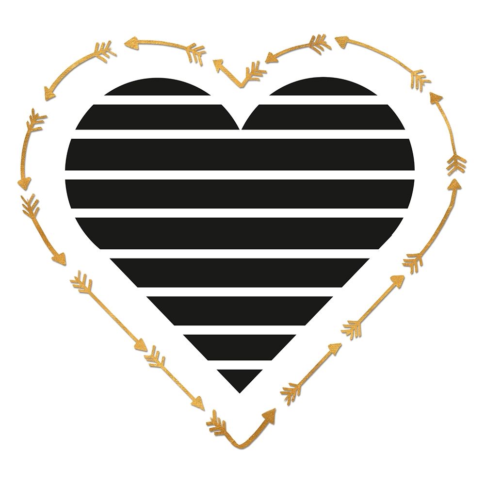 Heart Stripes and Gold Arrows art print by SD Graphics Studio for $57.95 CAD