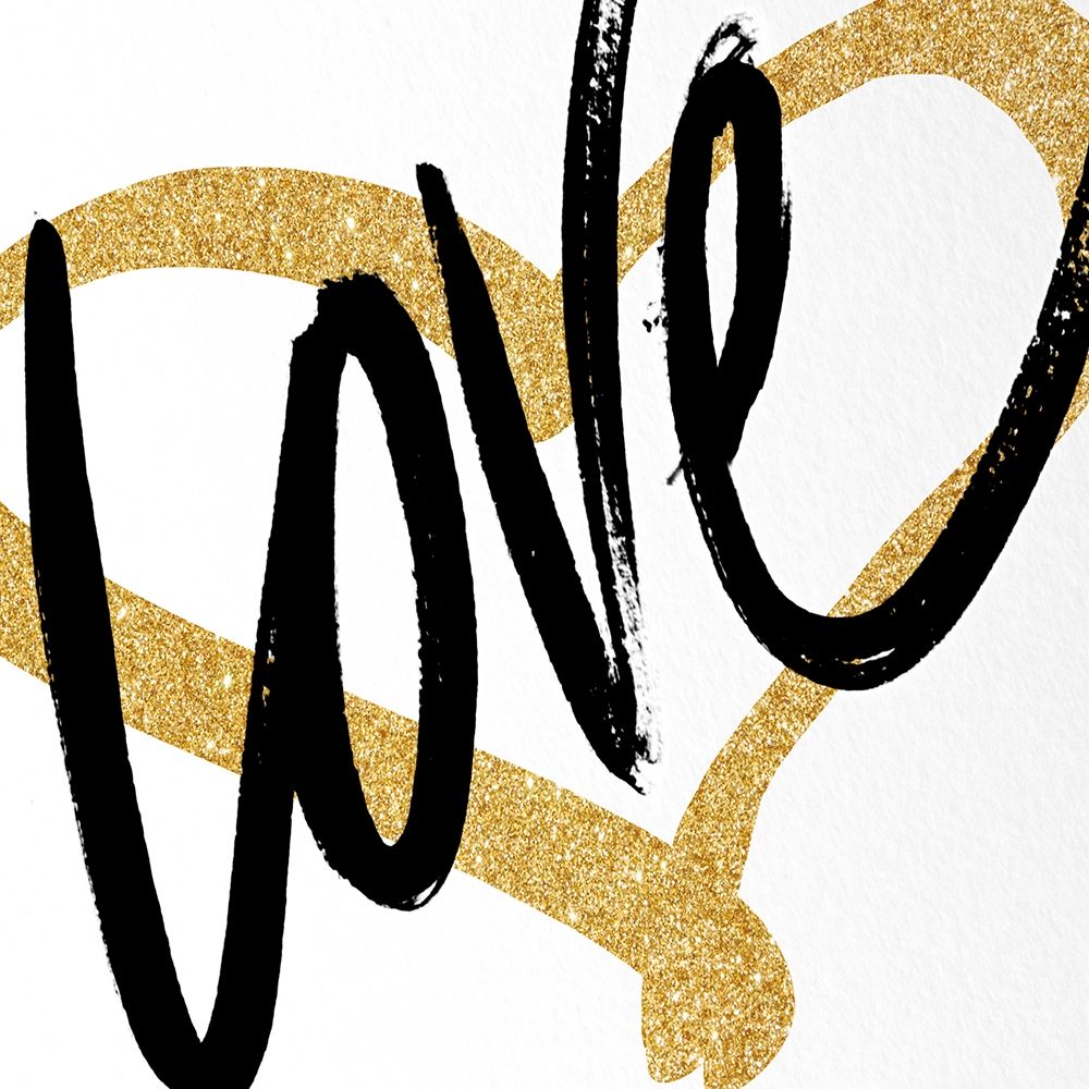 Gold Heart Black Script Love art print by SD Graphics Studio for $57.95 CAD