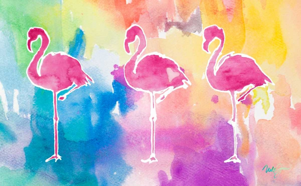 Sunset Flamingo Color Flow art print by Nola James for $57.95 CAD