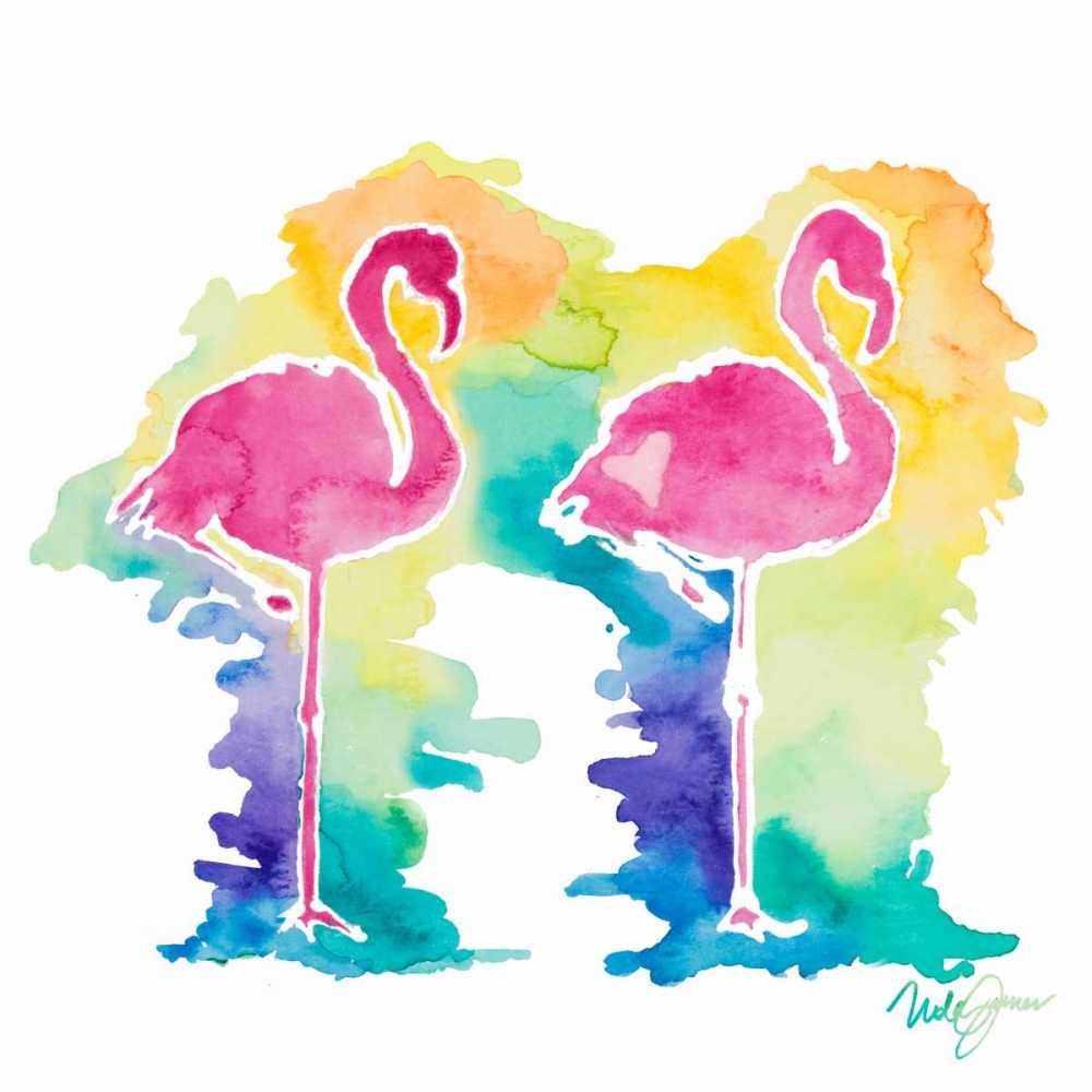 Sunset Flamingo Square I art print by Nola James for $57.95 CAD