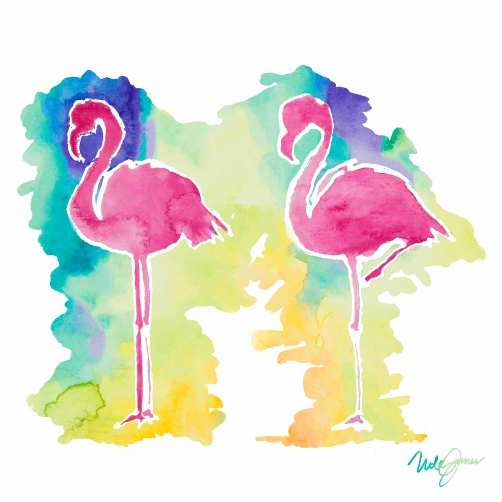 Sunset Flamingo Square II art print by Nola James for $57.95 CAD